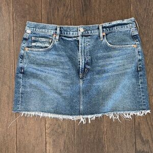 Citizens Of Humanity Blue Frayed Denim Mini Skirt